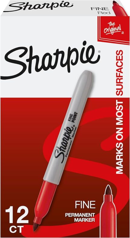 Caja de 12 Marcadores Permanentes Sharpie Punta Fina Rojo - Imagen 3